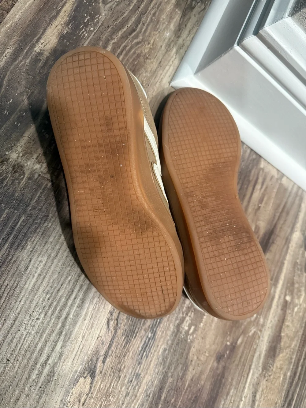 Madden Girl Tan Suede Sneakers with White Trim